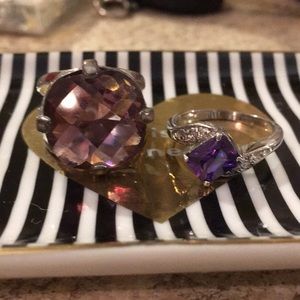 Amethyst ring pair.